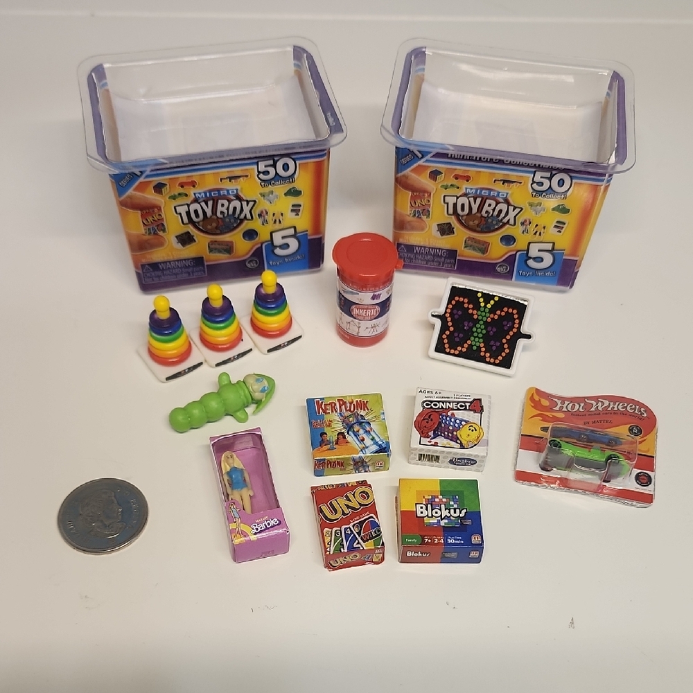 Miniature Toy Box Set with Rainbow Stacking Rings